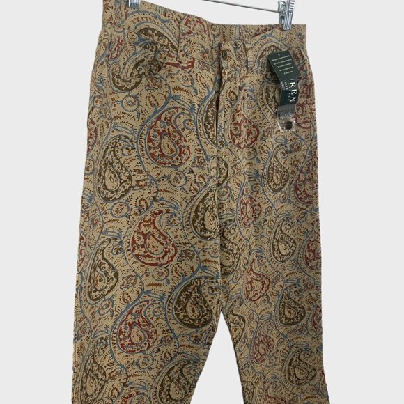 Lauren Ralph Lauren Paisley Cropped Pants Women's 10P High-Rise Straight-Leg New - Picture 4 of 10